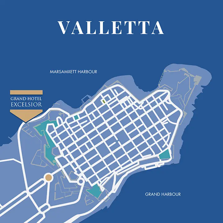 Excelsior map site Plan of Valletta